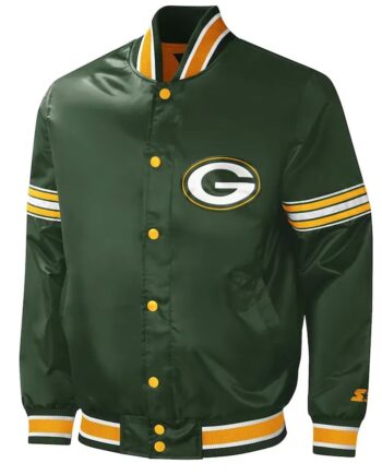 Green Bay Packers Midfield Varsity Satin Jacket - Modajacket