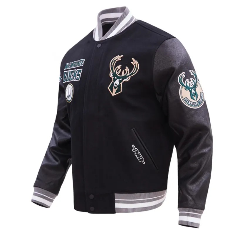 Retro Milwaukee Bucks Classic Rib Varsity Jacket 6 Retro Milwaukee Bucks Classic Rib Varsity Jacket