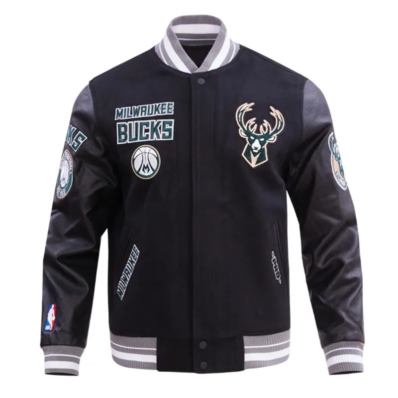 Retro Milwaukee Bucks Classic Rib Varsity Jacket 2 Retro Milwaukee Bucks Classic Rib Varsity Jacket
