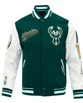 Milwaukee Bucks Script Tail Classic Rib Varsity Jacket - Modajacket