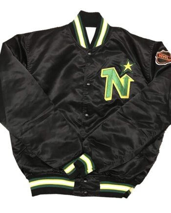 Black Minnesota North Stars NHL Vintage Jacket - Modajacket