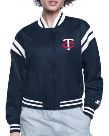 Minnesota Twins Printed Logo Varsity Satin Jacket - Modajacket