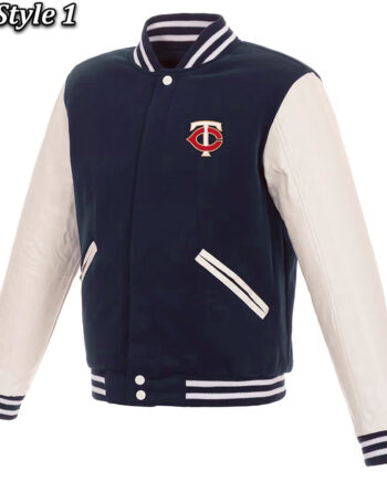 Minnesota Twins Navy and White Varsity Jacket - Modajacket
