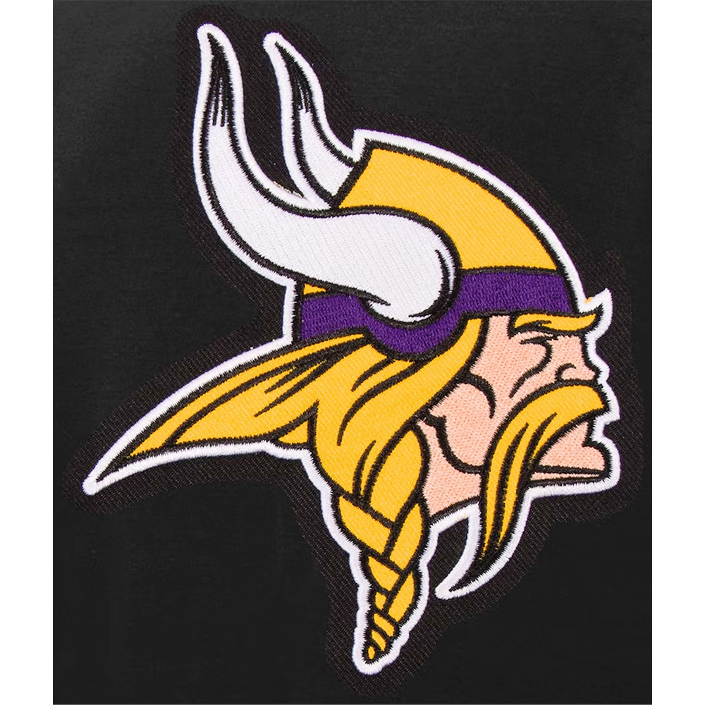 Minnesota Vikings Black and White Varsity Jacket 3 Minnesota Vikings Black and White Varsity Jacket