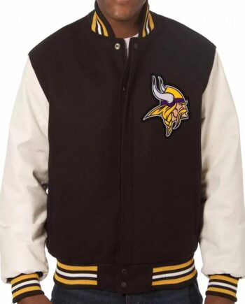 Minnesota Vikings Varsity White and Black Jacket - Modajacket