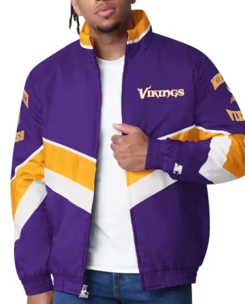 Minnesota Vikings Captain Purple Varsity Satin Jacket - Modajacket