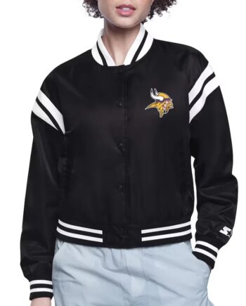 Minnesota Vikings Printed Logo Varsity Satin Jacket - Modajacket