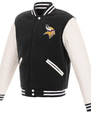 Minnesota Vikings Black and White Varsity Jacket - Modajacket
