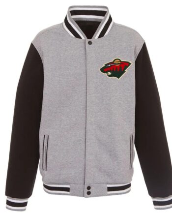 Minnesota Wild Gray and Black Varsity Wool Jacket - Modajacket