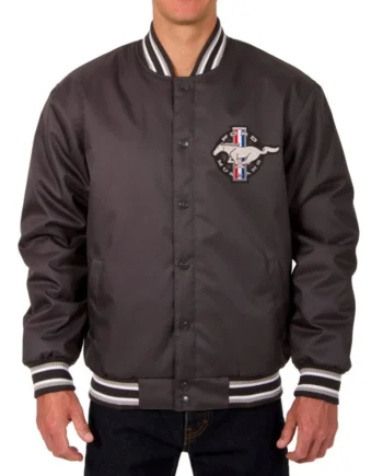 Varsity Mustang Ford Black Satin Jacket - Modajacket