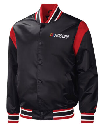 NASCAR Force Play Black Varsity Satin Jacket - Modajacket