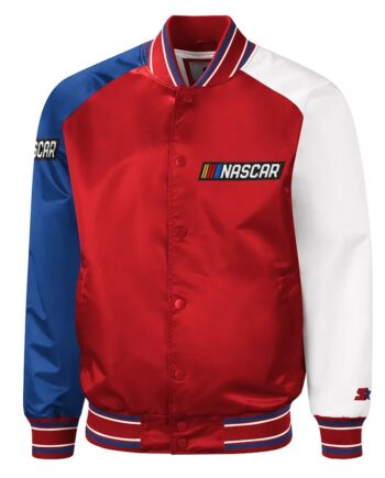NASCAR The Reliever Red Varsity Satin Jacket - Modajacket