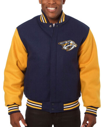 Nashville Predators Two-Tone Navy/Gold Varsity Jacket - Modajacket