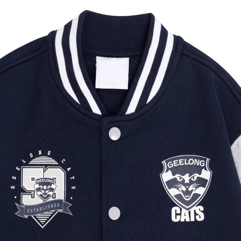 Navy/Gray Geelong Cats Varsity Fleece Jacket 3 Navy/Gray Geelong Cats Varsity Fleece Jacket