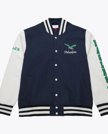 Philadelphia Eagles Navy and White Fleece Varsity Jacket - Modajacket