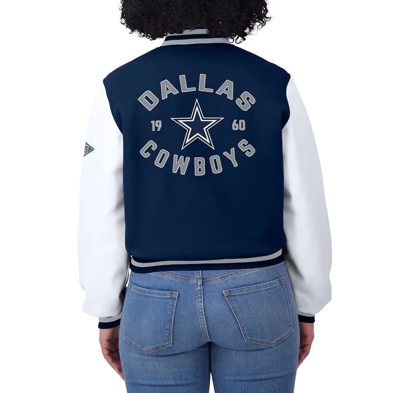 Navy/White Dallas Cowboys Varsity Full-Zip Jacket 5 Navy/White Dallas Cowboys Varsity Full-Zip Jacket