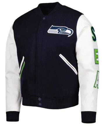 Varsity Navy/White College Seattle Seahawks Jacket - Modajacket