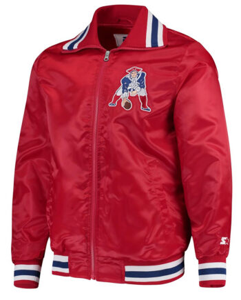 New England Patriots Captain Red Varsity Satin Jacket - Modajacket
