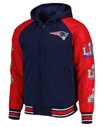 New England Patriots Defender Royal Hoodie Varsity Jacket - Modajacket
