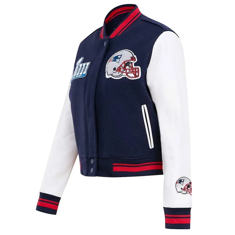 Mash Up New England Patriots Varsity Navy and White Jacket 1 Mash Up New England Patriots Varsity Navy and White Jacket - Modajacket