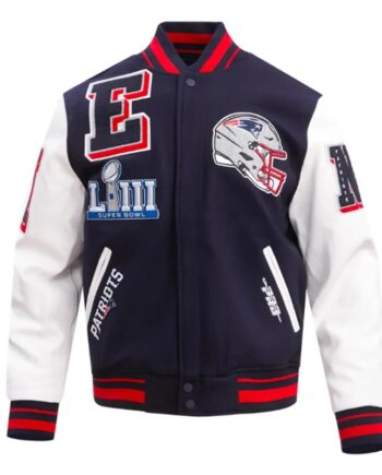 New England Patriots Mashup Rib Varsity Wool/Leather Jacket - Modajacket