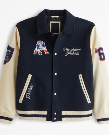 New England Patriots Navy and Off White Varsity Jacket - Modajacket