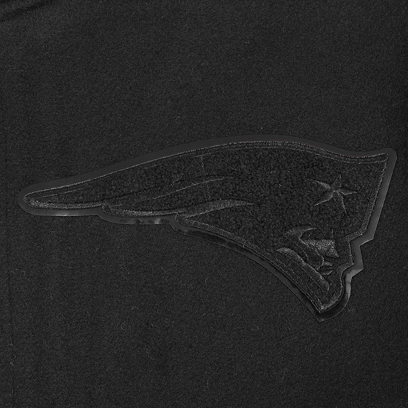 New England Patriots Triple Black Varsity Wool/Leather Jacket 5 New England Patriots Triple Black Varsity Wool/Leather Jacket