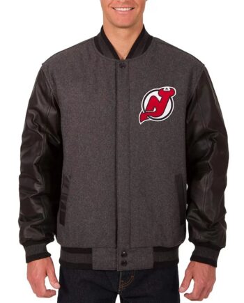 Charcoal/Black New Jersey Devils Varsity Jacket - Modajacket