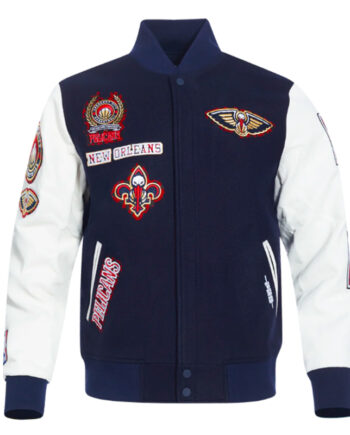 New Orleans Pelicans Animal Print Varsity Wool/Leather Jacket - Modajacket