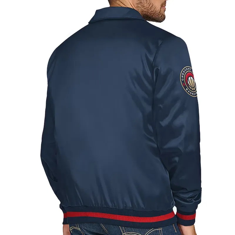 New Orleans Pelicans Stitch Applique Navy Satin Jacket 2 New Orleans Pelicans Stitch Applique Navy Satin Jacket