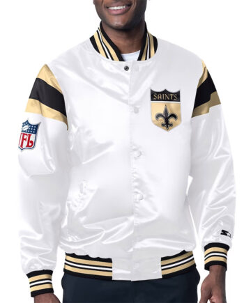 New Orleans Saints White Satin Jacket - Modajacket