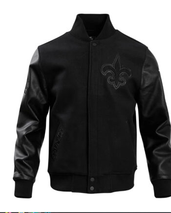 New Orleans Saints Triple Black Varsity Wool/Leather Jacket - Modajacket