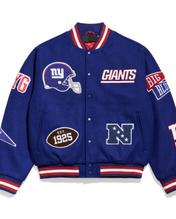 NY Giants Pennant Royal Varsity Wool Jacket - Modajacket