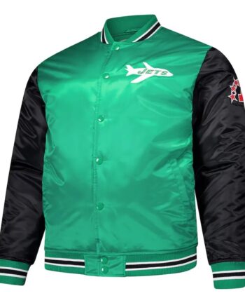NY Jets Kelly Green and Black Satin Jacket - Modajacket