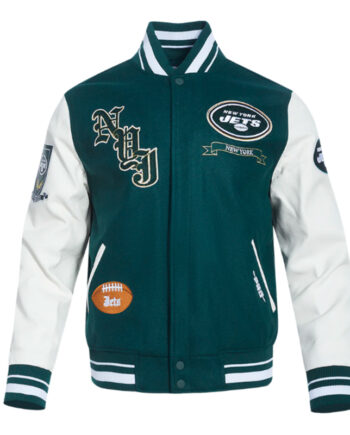 NY Jets Prep Varsity Wool/Leather Jacket - Modajacket