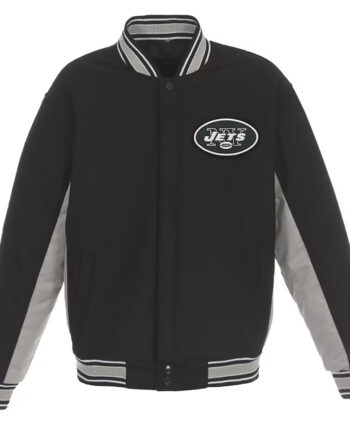 NY Jets Black and Gray Varsity Wool Jacket - Modajacket