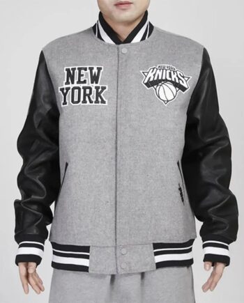 NY Knicks Varsity Gray and Black Jacket - Modajacket