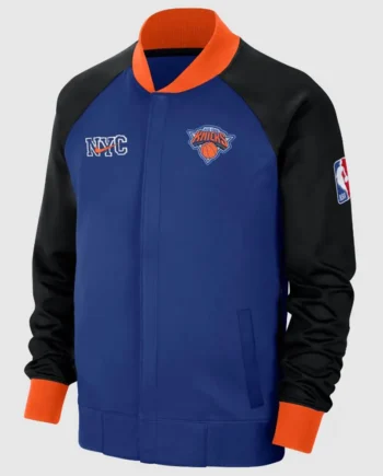 NY Knicks Showtime Black and Blue Varsity Jacket - Modajacket