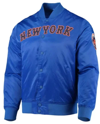 New York Mets Full-Snap Royal Blue Satin Jacket - Modajacket