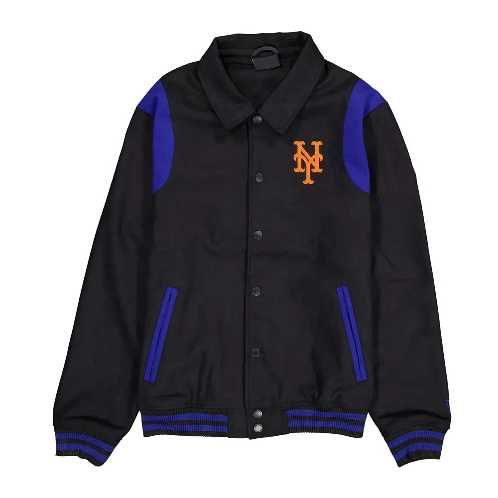 New York Mets Sport Night Teddy Varsity Jacket 1 New York Mets Sport Night Teddy Varsity Jacket - Modajacket