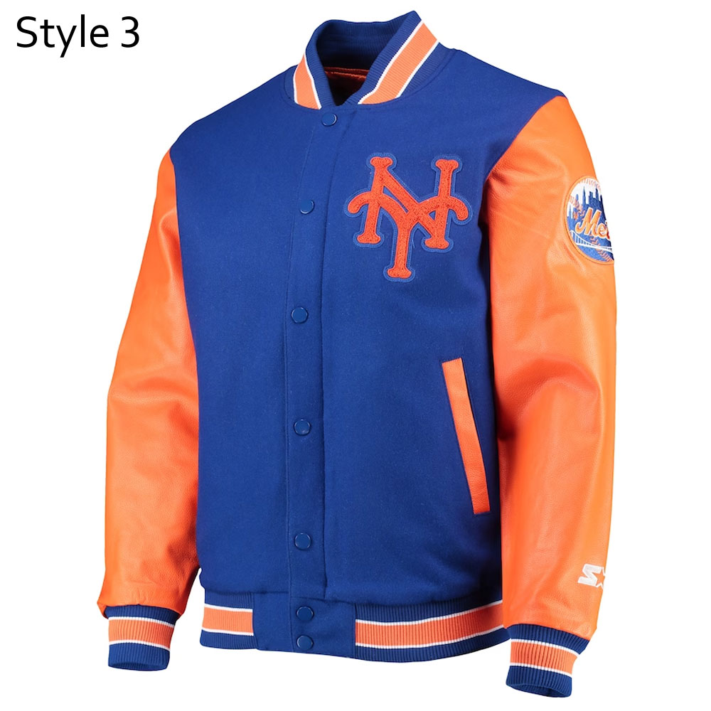 NY Mets Royal and White Varsity Jacket 3 NY Mets Royal and White Varsity Jacket