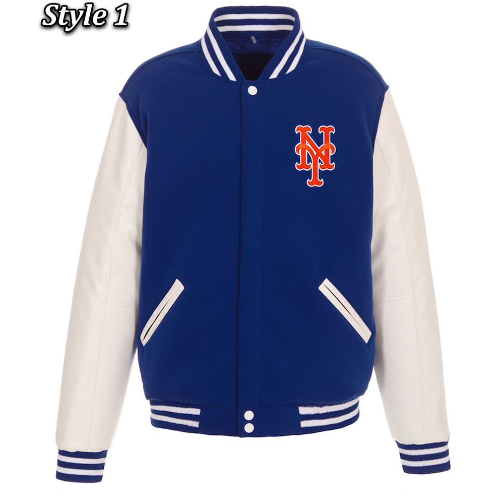 NY Mets Royal and White Varsity Jacket 1 NY Mets Royal and White Varsity Jacket - Modajacket