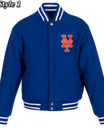 NY Mets Royal All Wool Varsity Jacket - Modajacket