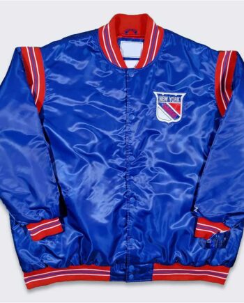 NY Rangers Teddy Royal Varsity Satin Jacket - Modajacket