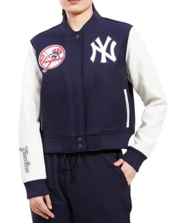 New York Yankees Classic Navy and White Varsity Jacket - Modajacket