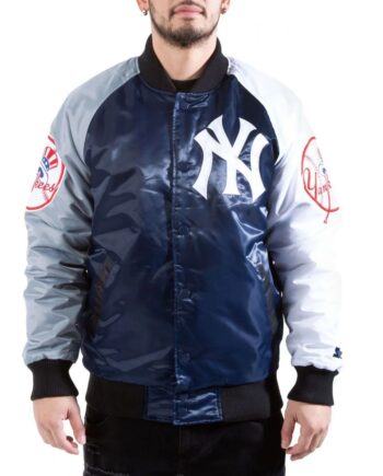 NY Yankees Tri-Color Satin Jacket - Modajacket