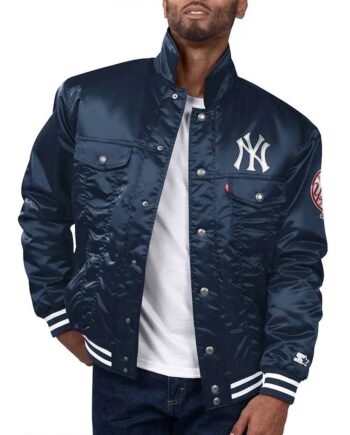 New York Yankees Navy Silver Tab Trucker Jacket - Modajacket