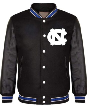 North Carolina Tar Heels Black Letterman Jacket - Modajacket
