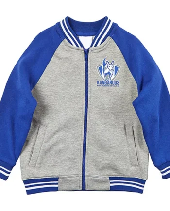 North Melbourne Gray and Royal Varsity Full-Zip Fleece Jacket - Modajacket