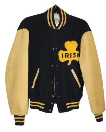 Black/Tan Fighting Irish Notre Dame Varsity Jacket - Modajacket